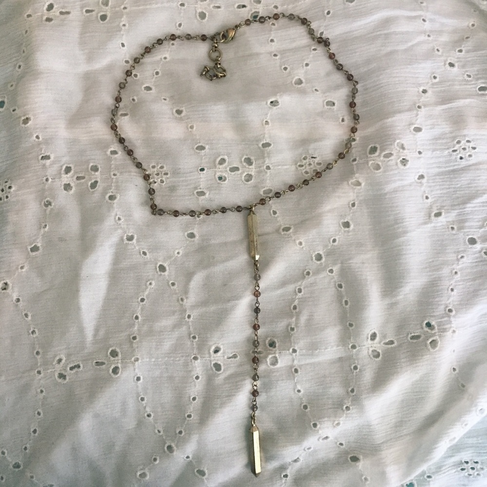 Lucky Brand Beaded Gold Rosary-Style Necklace